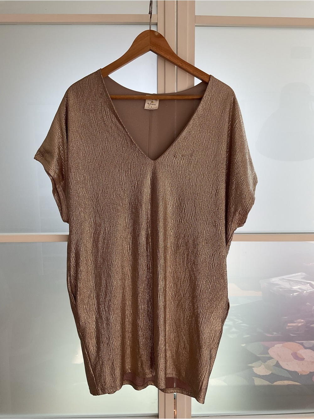 By Together Collection Metallic V-Neck TopMini Dress
